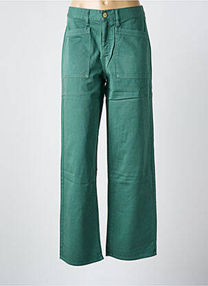 Pantalon droit fermeture zippée sous rabat boutonné vert HAPPY femme