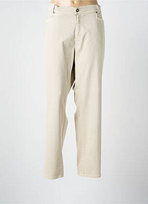 Pantalon droit fermeture zippée sous rabat boutonné beige ANNA MONTANA femme