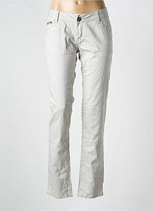 Pantalon droit fermeture zippée sous rabat boutonné gris KELLY BELL femme