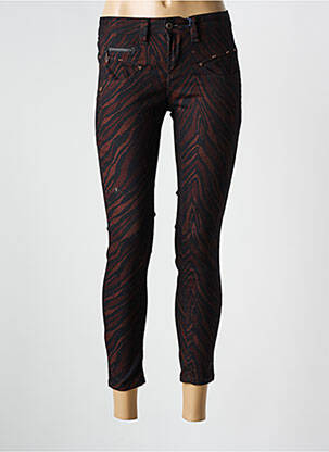 Pantalon 7/8 fermeture zippée sous rabat boutonné marron FREEMAN T.PORTER femme