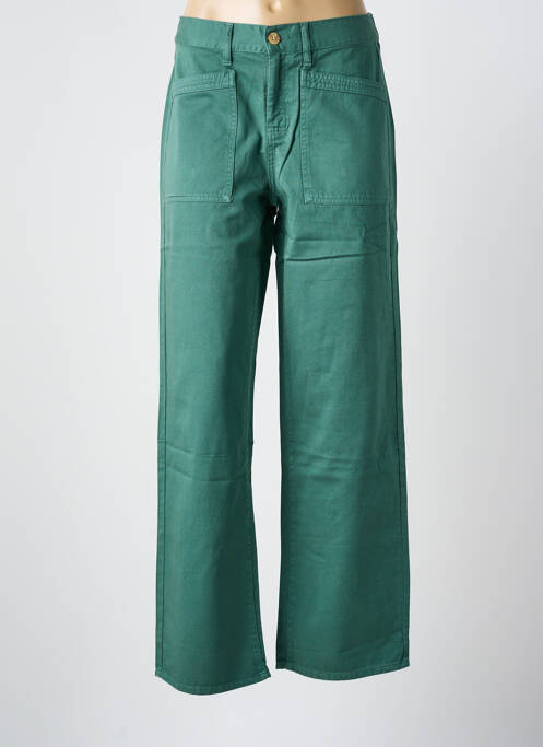 Pantalon droit fermeture zippée sous rabat boutonné vert HAPPY femme