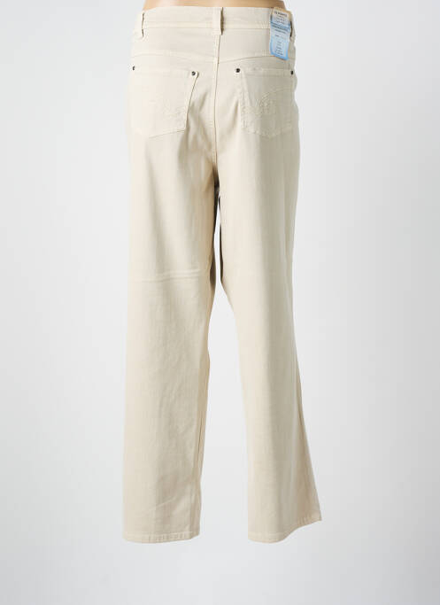 Pantalon droit fermeture zippée sous rabat boutonné beige ANNA MONTANA femme