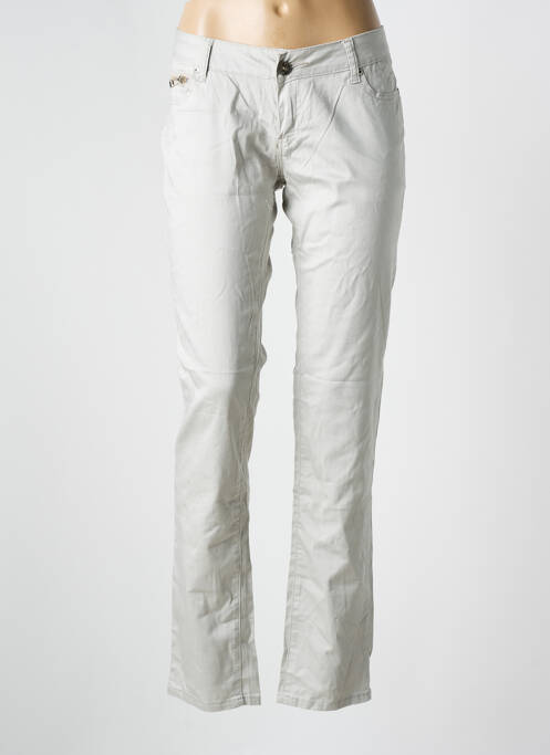 Pantalon droit fermeture zippée sous rabat boutonné gris KELLY BELL femme