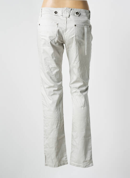 Pantalon droit fermeture zippée sous rabat boutonné gris KELLY BELL femme