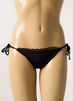 Bas de maillot de bain effet matière satinée bikini noir VERDISSIMA femme