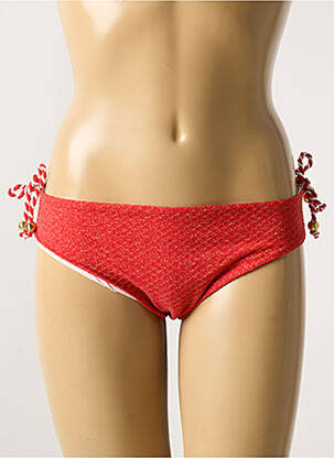Bas de maillot de bain effet matière satinée rouge VERDISSIMA femme