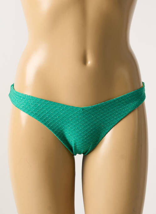 Bas de maillot de bain effet matière satinée vert VERDISSIMA femme