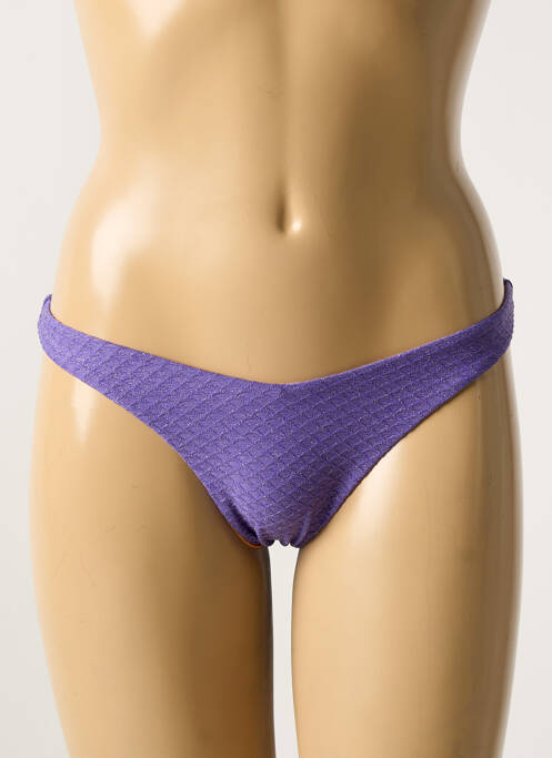Bas de maillot de bain effet matière satinée violet VERDISSIMA femme