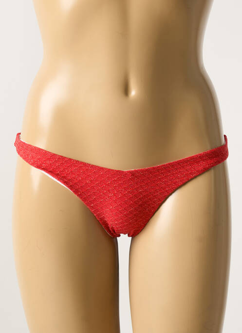 Bas de maillot de bain effet matière satinée rouge VERDISSIMA femme