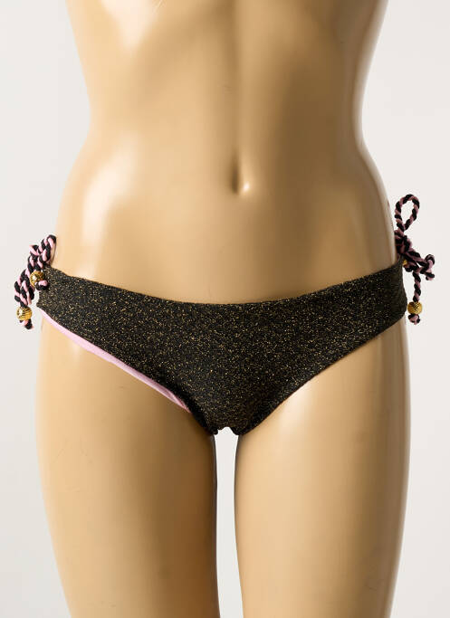 Bas de maillot de bain effet matière satinée noir VERDISSIMA femme