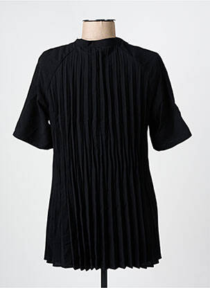 Tunique manches courtes tissage crêpe noir ARELINE femme