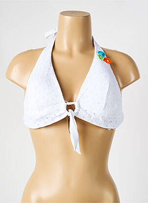 Haut de maillot de bain fermeture liens à nouer haut triangles blanc VERDISSIMA femme