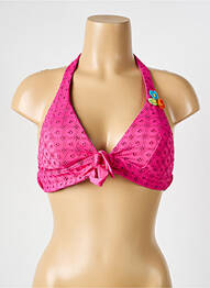 Haut de maillot de bain fermeture liens à nouer haut triangles rose VERDISSIMA femme