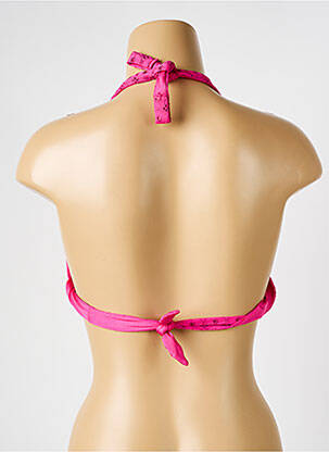 Haut de maillot de bain fermeture liens à nouer haut triangles rose VERDISSIMA femme