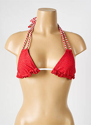 Haut de maillot de bain fermeture liens à nouer haut triangles rouge VERDISSIMA femme