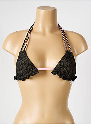 Haut de maillot de bain fermeture liens à nouer haut triangles noir VERDISSIMA femme