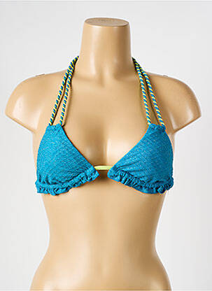 Haut de maillot de bain fermeture liens à nouer haut triangles bleu VERDISSIMA femme