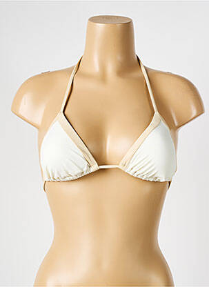 Haut de maillot de bain fermeture liens à nouer haut triangles beige VERDISSIMA femme