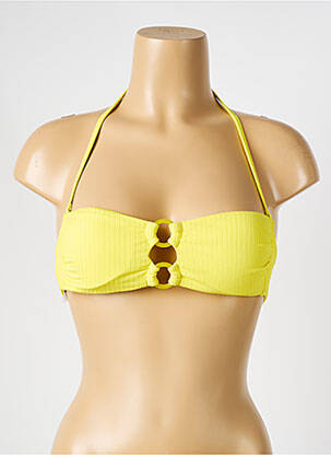 Haut de maillot de bain fermeture liens à nouer haut bandeau jaune VERDISSIMA femme