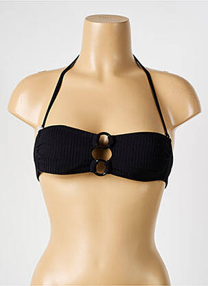 Haut de maillot de bain fermeture liens à nouer haut bandeau noir VERDISSIMA femme