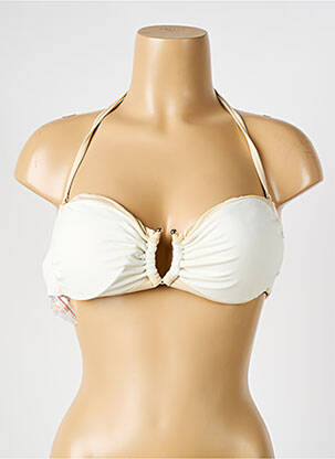 Haut de maillot de bain fermeture liens à nouer haut bandeau beige VERDISSIMA femme