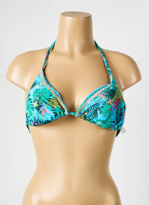 Haut de maillot de bain fermeture liens à nouer haut triangles bleu VERDISSIMA femme