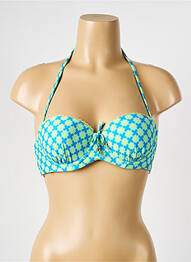 Haut de maillot de bain fermeture liens à nouer haut soutien-gorge balconnet bleu VERDISSIMA femme