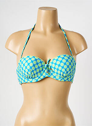 Haut de maillot de bain fermeture liens à nouer haut soutien-gorge balconnet bleu VERDISSIMA femme