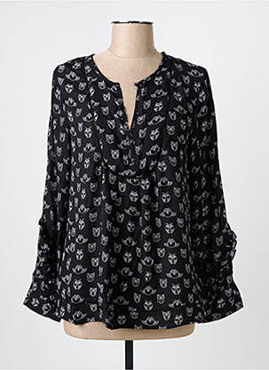 Blouse imprimé fantaisie manches longues noir ARELINE femme