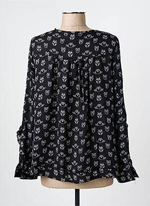 Blouse imprimé fantaisie manches longues noir ARELINE femme