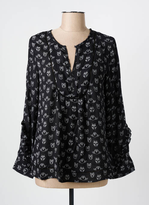 Blouse imprimé fantaisie manches longues noir ARELINE femme
