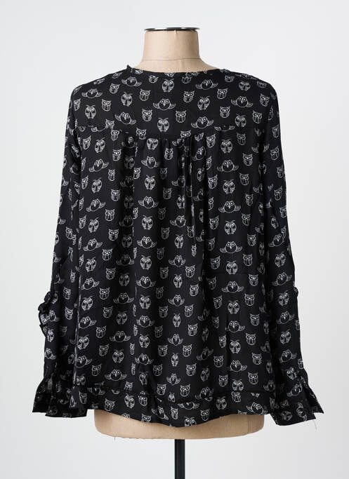 Blouse imprimé fantaisie manches longues noir ARELINE femme