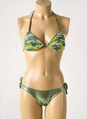 Maillot de bain 2 pièces stretch haut triangles vert VERDISSIMA femme