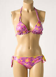 Maillot de bain 2 pièces stretch haut triangles rose VERDISSIMA femme