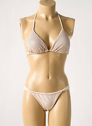 Maillot de bain 2 pièces haut triangles haut triangles beige VERDISSIMA femme