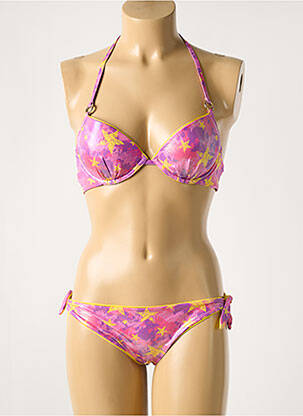 Maillot de bain 2 pièces avec armature haut triangles rose VERDISSIMA femme