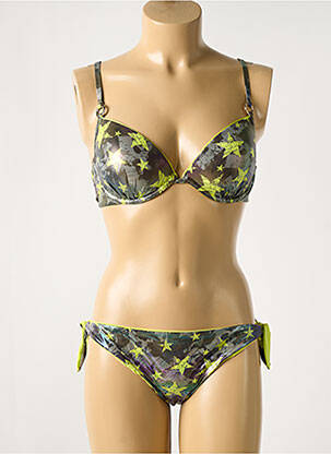 Maillot de bain 2 pièces avec armature haut triangles vert VERDISSIMA femme