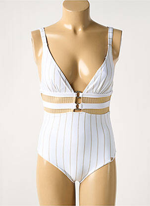 Maillot de bain 1 pièce imprimé fantaisie haut soutien-gorge moulé blanc SUN PLAYA femme