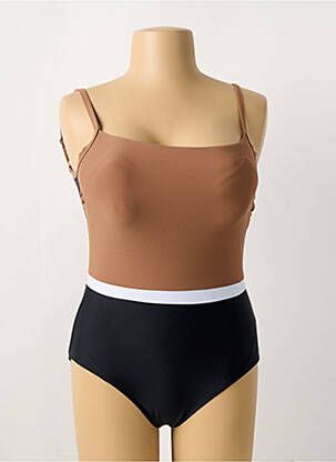 Maillot de bain 1 pièce bretelles élastiquées ajustables marron DEIDAD femme