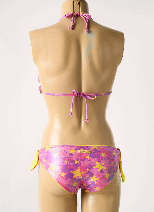 Maillot de bain 2 pièces stretch haut triangles rose VERDISSIMA femme