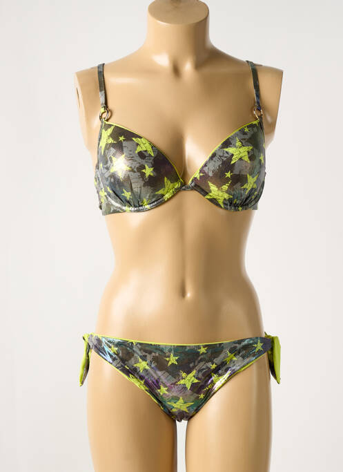 Maillot de bain 2 pièces avec armature haut triangles vert VERDISSIMA femme