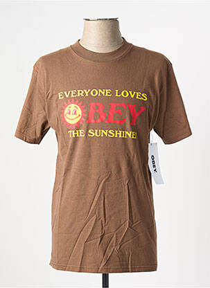 T-shirt coupe droite manches courtes marron OBEY homme