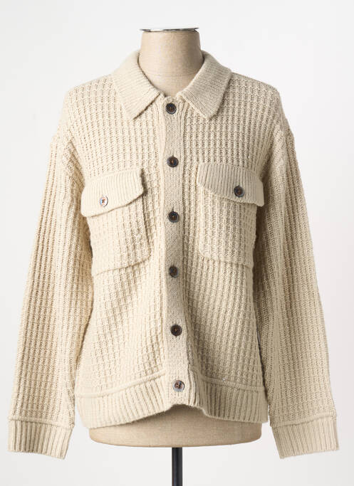 Gilet manches longues fermeture boutonnée sur le devant beige OBEY femme