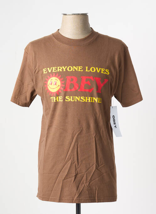 T-shirt coupe droite manches courtes marron OBEY homme