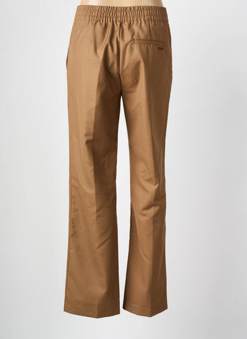 Pantalon droit tissage popeline taille normale marron OLAF femme