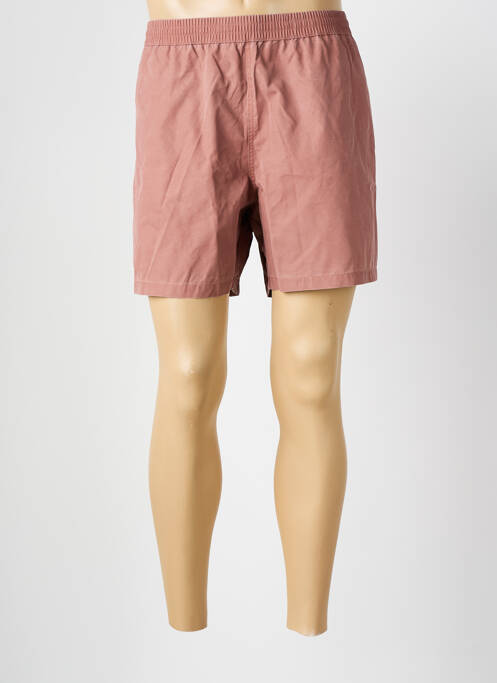 Short de bain tissage popeline marron LACOSTE homme