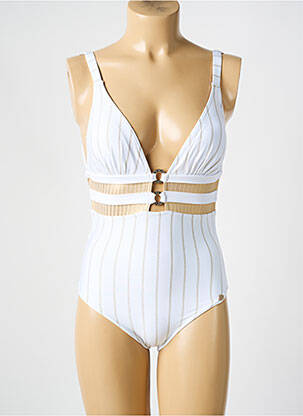 Maillot de bain 1 pièce imprimé fantaisie haut soutien-gorge moulé blanc SUN PLAYA femme