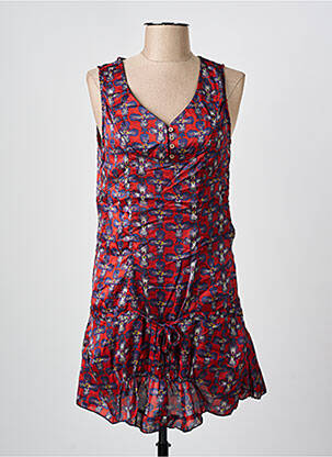 Robe courte sans manche sans manche rouge ARELINE femme