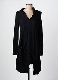 Robe mi-longue manches longues manches longues noir ARELINE femme