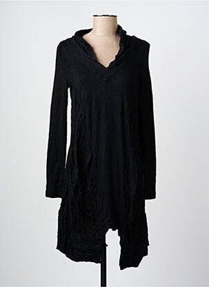 Robe mi-longue manches longues manches longues noir ARELINE femme